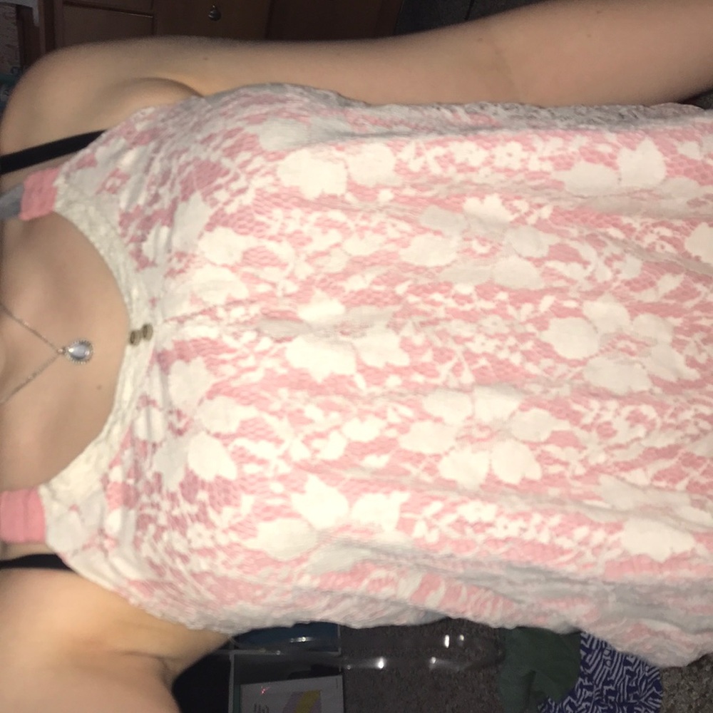 pink lace tank top